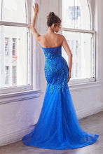 CD CB139 - Strapless Bead Embellished Fit & Flare Prom Gown with Sheer Boned Bodice & Layered Shimmering Tulle Skirt PROM GOWN Cinderella Divine   
