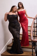 CD CB162C - Plus Size Fully Beaded Lace Fit & Flare Prom Gown with Strapless Scoop Neck Corset Bodice & Open Lace Up Back PROM GOWN Cinderella Divine