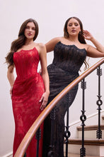 CD CB162C - Plus Size Fully Beaded Lace Fit & Flare Prom Gown with Strapless Scoop Neck Corset Bodice & Open Lace Up Back PROM GOWN Cinderella Divine