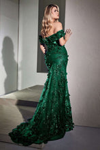 CD CC2164 - Off the Shoulder 3D Applique Fit & Flare Prom Gown with Sheer Boned Corset Bodice PROM GOWN Cinderella Divine   