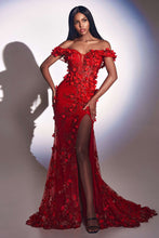 CD CC2164 - Off the Shoulder 3D Applique Fit & Flare Prom Gown with Sheer Boned Corset Bodice PROM GOWN Cinderella Divine   