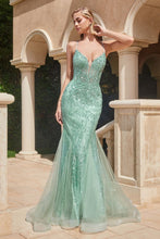 CD CC2253 - Glitter Embellished Mermaid Prom Gown with Sheer Plunging V-Neck Bodice & Open Lace Up corset Back PROM GOWN Cinderella Divine   