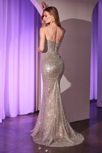 CD CC385 - Fully Beaded Strapless Fit & Flare Prom Gown with Scoop Neck & Open Lace Up Back PROM GOWN CINDERELLA DIVINE