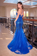 CD CC4006 - Full Sequin Fit & Flare Prom Gown with Plunging V-Neck & Open Lace Up Back PROM GOWN CINDERELLA DIVINE   