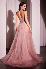 CD CC415 - Strapless Tulle A-Line Prom Gown with Beaded Bodice & Open Lace-up Back PROM GOWN Cinderella Divine