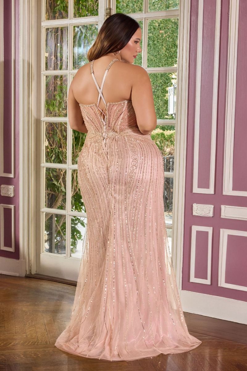 CD CC416C - Plus Size Strapless Sequin Patterned Fit & Flare Prom Gown Diggz Formals CD CC416C - Plus Size Strapless Sequin Patterned Fit & Flare Prom Gown Diggz Formals