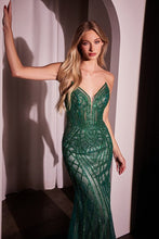 CD CC6018 - Strapless Crystal Embellished Mermaid Prom Gown with Sheer Boned Bodice & Lace Up Open Back PROM GOWN CINDERELLA DIVINE 2 Emerald