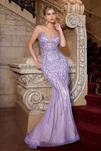 CD CC6018 - Strapless Crystal Embellished Mermaid Prom Gown with Sheer Boned Bodice & Lace Up Open Back PROM GOWN CINDERELLA DIVINE 2 Lavender