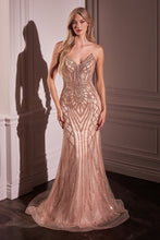 CD CC6018 - Strapless Crystal Embellished Mermaid Prom Gown with Sheer Boned Bodice & Lace Up Open Back PROM GOWN CINDERELLA DIVINE 2 Rose gold