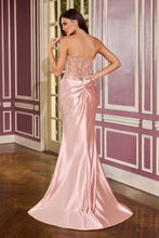 CD CC9031 - Fit & Flare Prom Gown with Rhinestone Embellished Lace Corset Bodice Sheer Bead Embellished Leg Slit & Open Lace Up Back PROM GOWN Cinderella Divine