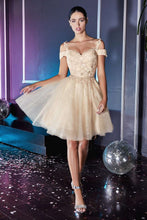 CD CD0132 - Short Off the Shoulder A-Line Homecoming Dress with Lace Detail Glitter Tulle Skirt & Lace Up Corset Back Homecoming Cinderella Divine   