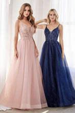 CD CD0154 - A-Line Prom Gown with Sheer Beaded Applique Bodice & Shimmer Tulle Skirt PROM GOWN Cinderella Divine   