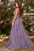 CD CD0154 - A-Line Prom Gown with Sheer Beaded Applique Bodice & Shimmer Tulle Skirt PROM GOWN Cinderella Divine XXS ENGLISH VIOLET 