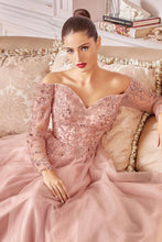 CD CD0172 - A Line Off the Shoulder Prom Gown with Long Sleeves & Sweetheart Neckline Prom Dress Cinderella Divine   