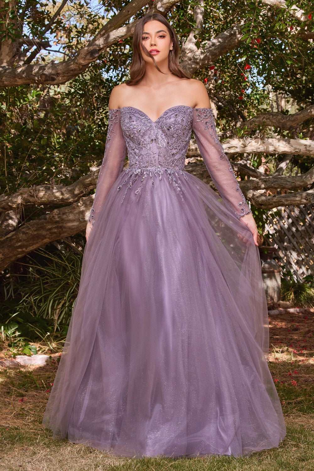 CD CD0172 - A Line Off the Shoulder Prom Gown with Long