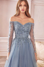 CD CD0172 - A Line Off the Shoulder Prom Gown with Long Sleeves & Sweetheart Neckline Prom Dress Cinderella Divine   