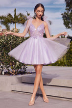 CD CD0174 - A Line Homecoming Dress with Lace Embroidered Bodice & Tulle Bow Straps Homecoming Cinderella Divine XS LAVENDER 