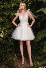 CD CD0174 - A Line Homecoming Dress with Lace Embroidered Bodice & Tulle Bow Straps Homecoming Cinderella Divine XS OFF WHITE 