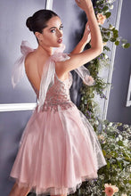 CD CD0174 - A Line Homecoming Dress with Lace Embroidered Bodice & Tulle Bow Straps Homecoming Cinderella Divine   