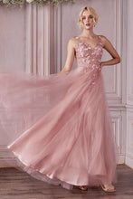 CD CD0181 - Shimmer Tulle A-Line Prom Gown with 3D Floral & Lace Embellished Sheer Boned Bodice PROM GOWN Cinderella Divine S BLUSH 
