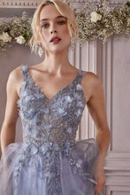 CD CD0181 - Shimmer Tulle A-Line Prom Gown with 3D Floral & Lace Embellished Sheer Boned Bodice PROM GOWN Cinderella Divine   