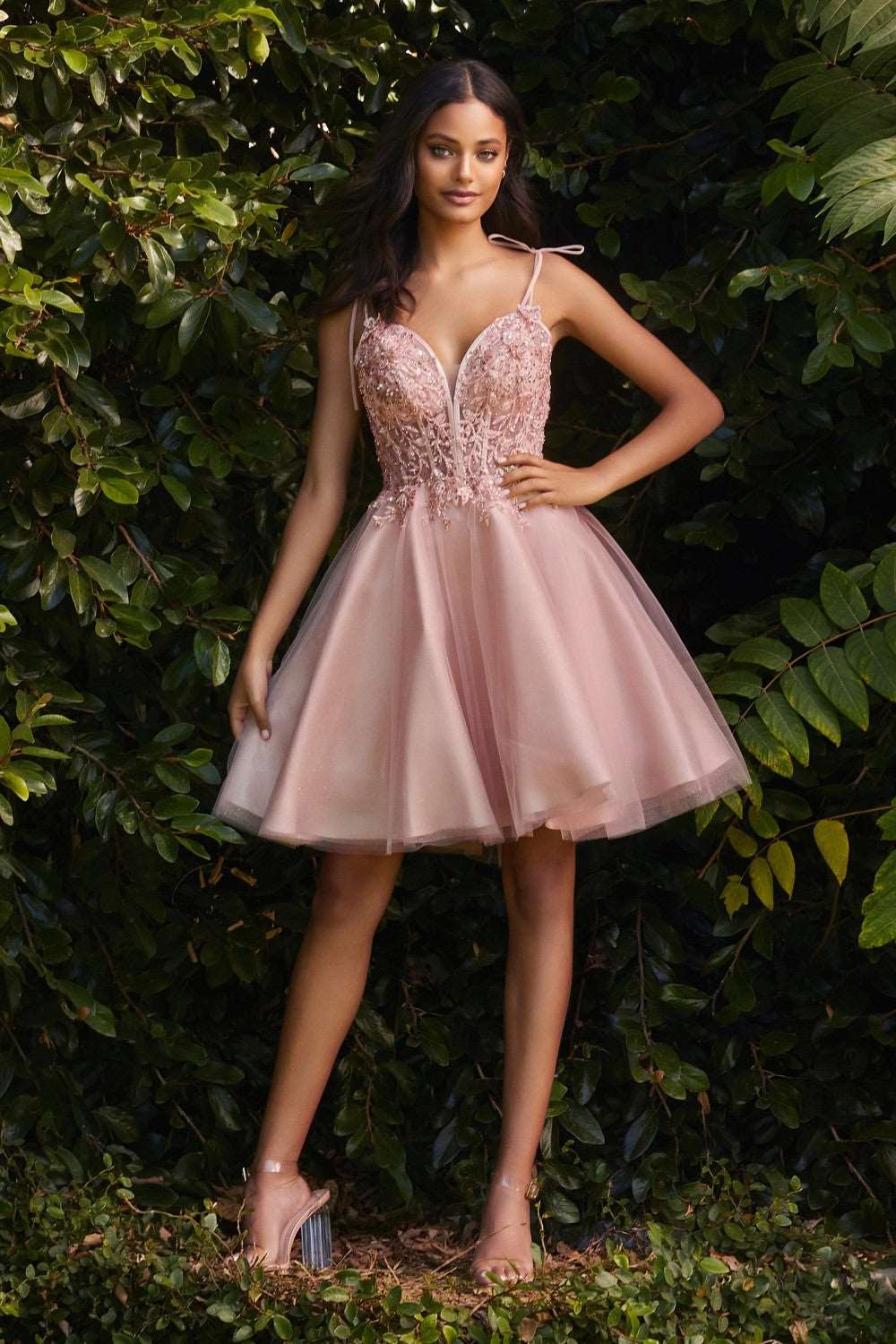 CD CD0188 - Short A-Line Homecoming Dress with Sheer Beaded Lace Embel Diggz Formals CD CD0188 - Short A-Line Homecoming Dress with Sheer Beaded Lace Embel Diggz Formals
