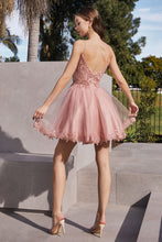 CD CD0213 - Short Glitter Tulle Bead Embellished A-Line Homecoming Dress with Lace Detailed Hemline Homecoming Cinderella Divine   