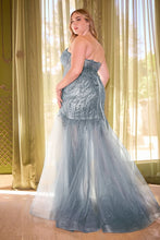 CD CD0214C - Plus Size Strapless Beaded Mermaid Prom Gown with Sheer Boned Corset Bodice & Leg Slit PROM GOWN Cinderella Divine   