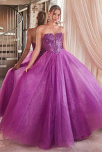 CD CD0217 - Strapless Layered Tulle A-Line Prom Gown with Sequin Embellished Bodice & Lace Up Back PROM GOWN Cinderella Divine 4 AMETHYST 