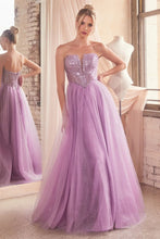 CD CD0217 - Strapless Layered Tulle A-Line Prom Gown with Sequin Embellished Bodice & Lace Up Back PROM GOWN Cinderella Divine 4 DUSTY LAVENDER 