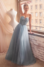 CD CD0217 - Strapless Layered Tulle A-Line Prom Gown with Sequin Embellished Bodice & Lace Up Back PROM GOWN Cinderella Divine   