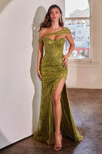 CD CD0218 - Strapless Sequin Fit & Flare Prom Gown with Sheer Sweetheart Bodice Leg Slit & Removable Sash PROM GOWN Cinderella Divine 2 OLIVE 