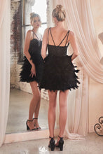 CD CD0224 - Short Feathered Homecoming Evening Cocktail Dress with Sheer Beaded Bodice Homecoming Cinderella Divine   