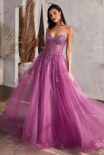 CD CD0230 - Strapless Layered Tulle A-Line Prom Gown with Sheer Corset Bodice & High Leg Slit PROM GOWN Cinderella Divine 2 AMETHYST 