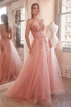 CD CD0230 - Strapless Layered Tulle A-Line Prom Gown with Sheer Corset Bodice & High Leg Slit PROM GOWN Cinderella Divine   