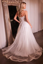 CD CD0230W - Strapless Layered Tulle A-Line Wedding Gown with Sheer Corset Bodice & High Leg Slit PROM GOWN Cinderella Divine