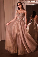 CD CD0234 - Lace Embellished A-Line Prom Gown with Sheer Bodice & Leg Slit PROM GOWN Cinderella Divine   