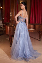 CD CD0234 - Lace Embellished A-Line Prom Gown with Sheer Bodice & Leg Slit PROM GOWN Cinderella Divine   