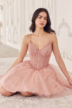 CD CD0236 - Short Layered Glitter Tulle A-line Homecoming Dress with Sheer Beaded Lace Appliqued V-Neck Bodice Homecoming Cinderella Divine   