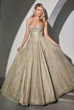 CD CD252 - Shimmering A-Line Prom Gown with Boned Bodice Cowl Neck Open Corset Back & Leg Slit PROM GOWN Cinderella Divine 2 CHAMPAGNE GOLD 