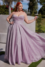 CD CD252P - Plus Size Shimmering A-Line Prom Gown with Boned Bodice Cowl Neck Open Corset Back & Leg Slit PROM GOWN Cinderella Divine 18 LAVENDER 