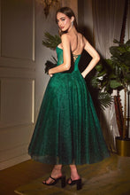 CD CD275T - Strapless Glitter A-Line Tea Length with Sheer Bodice and Corset Style Back Prom Dress CINDERELLA DIVINE   