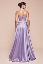 CD CD337 - Satin A-Line Prom Gown with Boned Corset Bodice & Leg Slit PROM GOWN Cinderella Divine