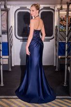 CD CD690 - Stretch Satin Fit & Flare Prom Gown with Beaded Lace Embellished Corset Bodice & Leg Slit PROM GOWN Cinderella Divine