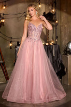 CD CD721 - Strapless Layered Shimmer Tulle A-Line Prom Gown with Sheer Beaded Lace Corset Bodice & open Lace Up Back PROM GOWN Cinderella Divine 2 Mauve