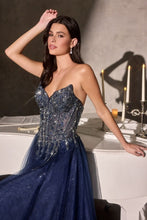 CD CD721 - Strapless Layered Shimmer Tulle A-Line Prom Gown with Sheer Beaded Lace Corset Bodice & open Lace Up Back PROM GOWN Cinderella Divine