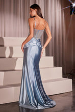 CD CD752 - Stretch Satin Fit & Flare Prom Gown with Sheer In-Line Beaded Bodice & Gathered Waist PROM GOWN Cinderella Divine