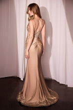 CD CD779 - Stretch Satin Fit & Flare Prom Gown with Crystal Embellished Bodice & Pleated Waist PROM GOWN CINDERELLA DIVINE