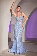 CD CD992 - In-Line Beaded Lace Embellished Fit & Flare Prom Gown with Sheer Boned Bodice PROM GOWN Cinderella Divine 4 BLUE 