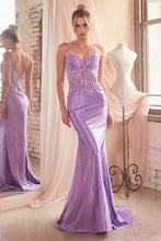 CD CDS450 - Shimmery Stretch Satin Fit & Flare Prom Gown with Sequin Accented Sheer Boned Bodice PROM GOWN Cinderella Divine 4 LAVENDER 